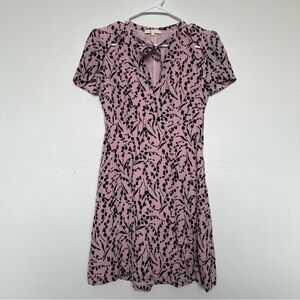 Maje Chic Floral Pink and Black Mini Dress Size 1 100% Silk
